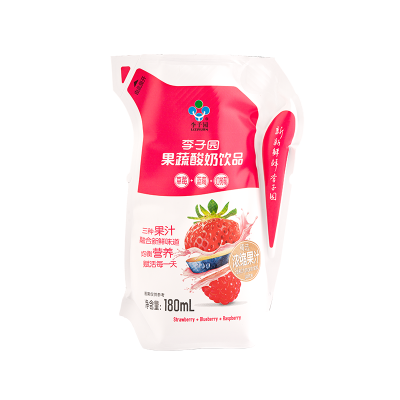 果蔬酸奶饮品，单袋净含量180ml